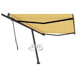 vidaXL Voľne stojaca ručne zaťahovacia markíza 500x300 cm, žlto biela