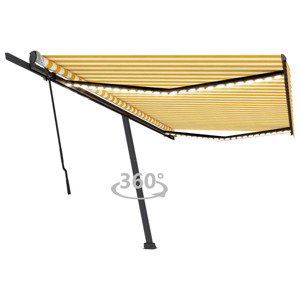 vidaXL Ručne zaťahovacia markíza s LED 500x300 cm žltá a biela
