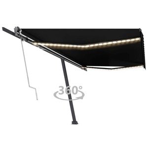 vidaXL Automatická markíza LED a senzor vetra 500x300 cm antracitová