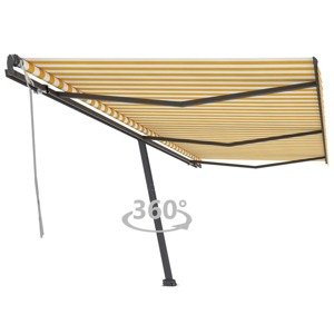 vidaXL Voľne stojaca ručne zaťahovacia markíza 600x300 cm žlto-biela