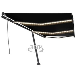 vidaXL Ručne zaťahovacia markíza s LED 600x300 cm antracitová