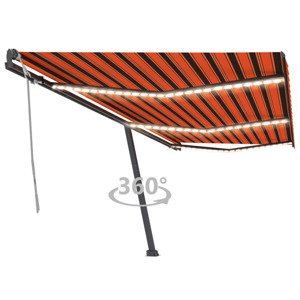vidaXL Ručne zaťahovacia markíza s LED 600x300 cm oranžovo-hnedá