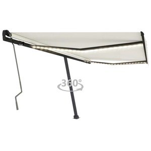 vidaXL Ručne zaťahovacia markíza s LED 400x350 cm krémová