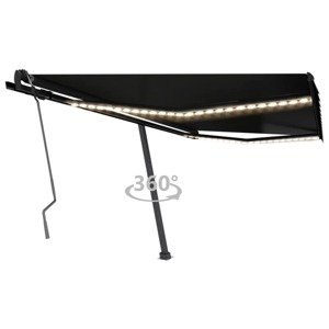 vidaXL Ručne zaťahovacia markíza s LED 400x350 cm antracitová