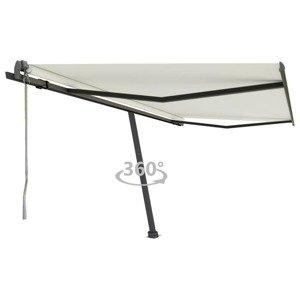 vidaXL Samostatne stojaca automatická markíza 400x350 cm krémová
