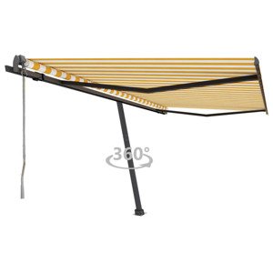 vidaXL Samostatne stojaca automatická markíza 400x350 cm žlto-biela