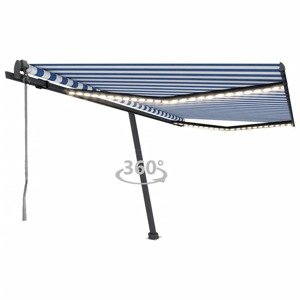 vidaXL Automatická markíza s LED a senzorom 400x350 cm modrá a biela