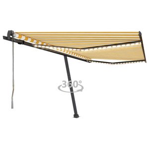 vidaXL Automatická markíza s LED a senzorom vetra 400x350cm žlto-biela