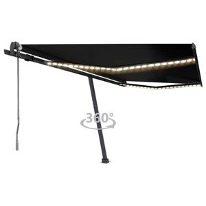 vidaXL Automatická markíza s LED a senzorom vetra 400x350 cm antracit