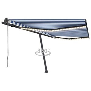 vidaXL Automatická markíza s LED a senzorom vetra 450x350cm modrobiela