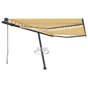 vidaXL Automatická markíza s LED a senzorom vetra 450x350cm žlto-biela