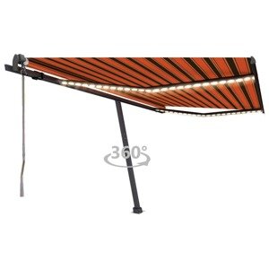 vidaXL Automatická markíza,LED a senzor vetra 450x350cm,oranžová/hnedá