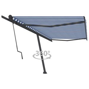 vidaXL Samostatne stojaca automatická markíza 500x350 cm modro-biela