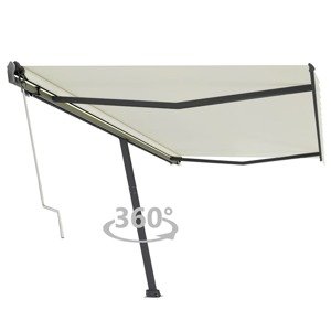 vidaXL Samostatne stojaca automatická markíza 500x350 cm krémová