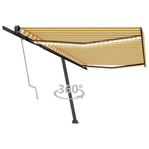 vidaXL Automatická markíza s LED a senzorom vetra 500x350cm žlto-biela