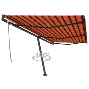 vidaXL Samostatne stojaca ručná markíza 600x350 cm oranžovo-hnedá