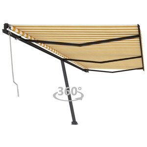 vidaXL Samostatne stojaca automatická markíza 600x350 cm žlto-biela