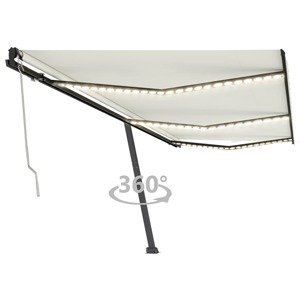 vidaXL Automatická markíza, LED a senzor vetra 600x350 cm, krémová