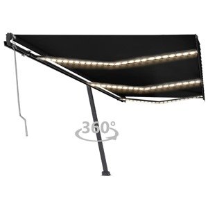 vidaXL Automatická markíza, LED a senzor vetra 600x350 cm, antracitová