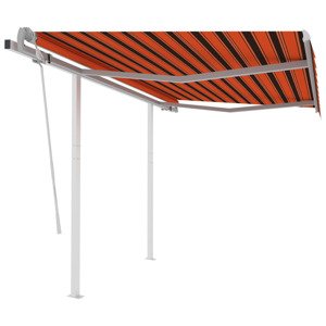 vidaXL Ručne zaťahovacia markíza so stĺpikmi 3,5x2,5 m oranžovo-hnedá