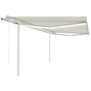vidaXL Automatická markíza, LED a senzor vetra 4,5x3 m, krémová