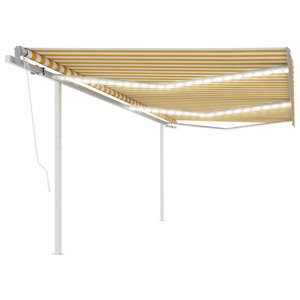 vidaXL Automatická markíza, LED a senzor vetra 6x3 m, žltá/biela