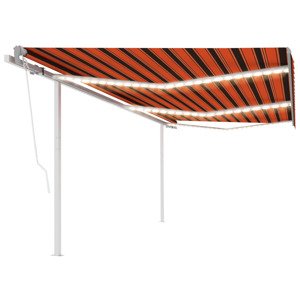 vidaXL Automatická markíza, LED a senzor vetra 6x3 m, oranžová/hnedá