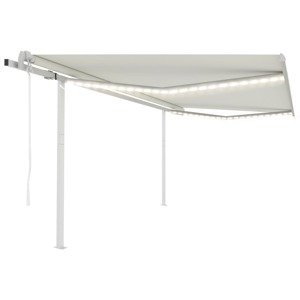 vidaXL Automatická markíza, LED a senzor vetra 4x3,5 m, krémová