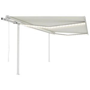 vidaXL Automatická markíza, LED a senzor vetra 4,5x3,5 m, krémová