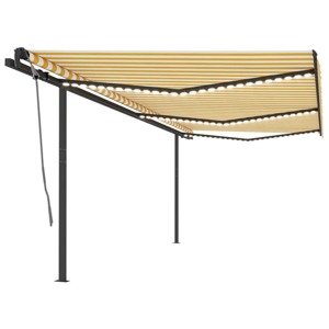 vidaXL Automatická markíza, LED a senzor vetra 6x3 m, žltá/biela