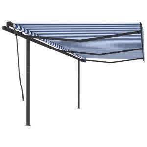 vidaXL Automaticky zaťahovacia markíza so stĺpikmi 6x3,5 m modro-biela