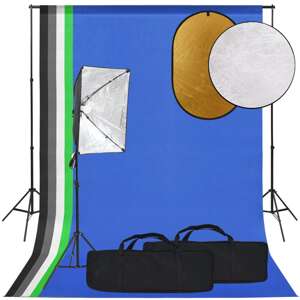 vidaXL Fotografické vybavenie so softboxami, pozadím a reflektorom