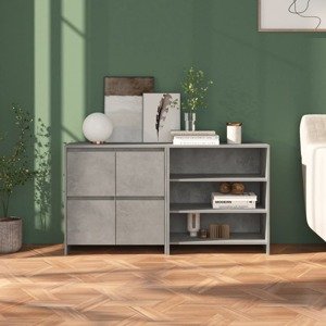 vidaXL 2-dielna komoda betónová sivá spracované drevo