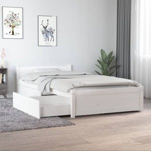 vidaXL Posteľný rám so zásuvkami biely 90x190 cm jednolôžko