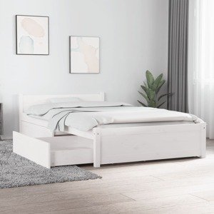 vidaXL Posteľný rám so zásuvkami biely 90x200 cm