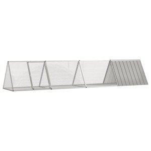 vidaXL Klietka pre králiky sivá 403,5x80,5x71 cm pozinkovaná oceľ