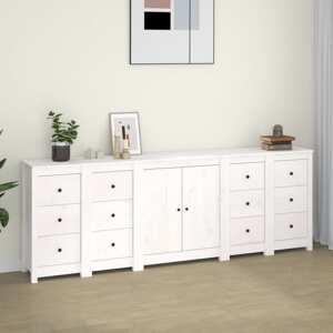 vidaXL Komoda biela 230x35x80 cm borovicový masív