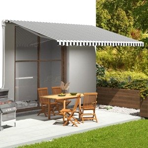 vidaXL Náhradná látka na markízu antracitovo-biela 5x3 m