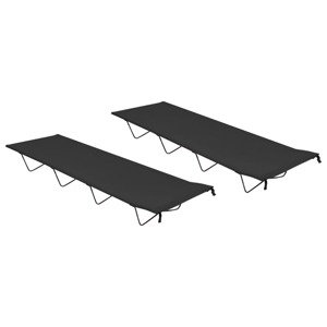 vidaXL Kempingové ležadlá 2ks 180x60x19 cm, látka oxford, oceľ, čierne