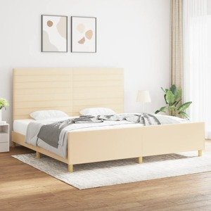 vidaXL Posteľ bez matraca krémová 200x200 cm látka