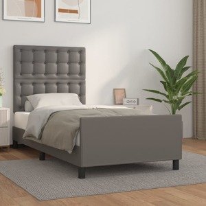 vidaXL Posteľný rám s čelom sivý 90x200 cm umelá koža