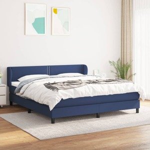 vidaXL Posteľný rám boxspring s matracom modrý 160x200 cm látka