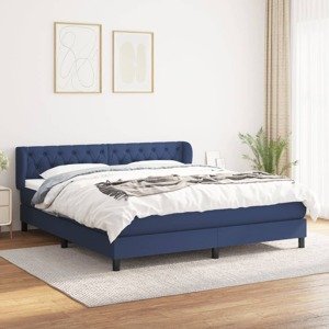vidaXL Posteľný rám boxspring s matracom modrý 160x200 cm látka