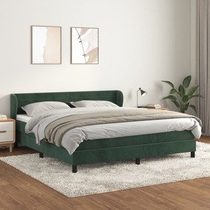 vidaXL Posteľný rám boxsping s matracom tmavozelený 180x200 cm zamat