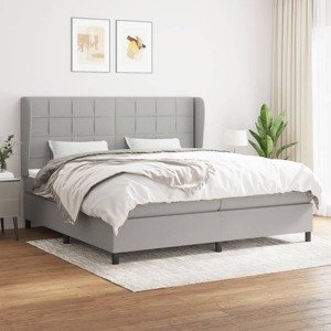 vidaXL Posteľný rám boxsping s matracom bledosivý 200x200 cm látka