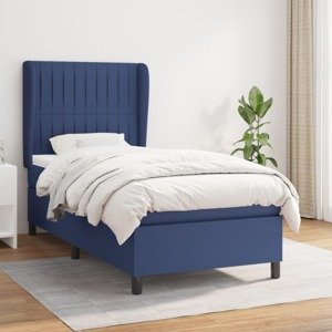 vidaXL Posteľný rám boxspring s matracom modrý 90x200 cm látka