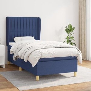 vidaXL Posteľný rám boxspring s matracom modrý 90x200 cm látka