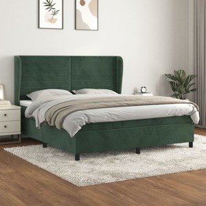 vidaXL Posteľný rám boxsping s matracom tmavozelený 180x200 cm zamat