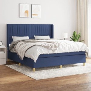 vidaXL Posteľný rám boxspring s matracom modrý 180x200 cm látka