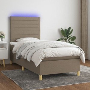vidaXL Posteľ boxsping s matracom a LED sivohnedá 90x190 cm látka